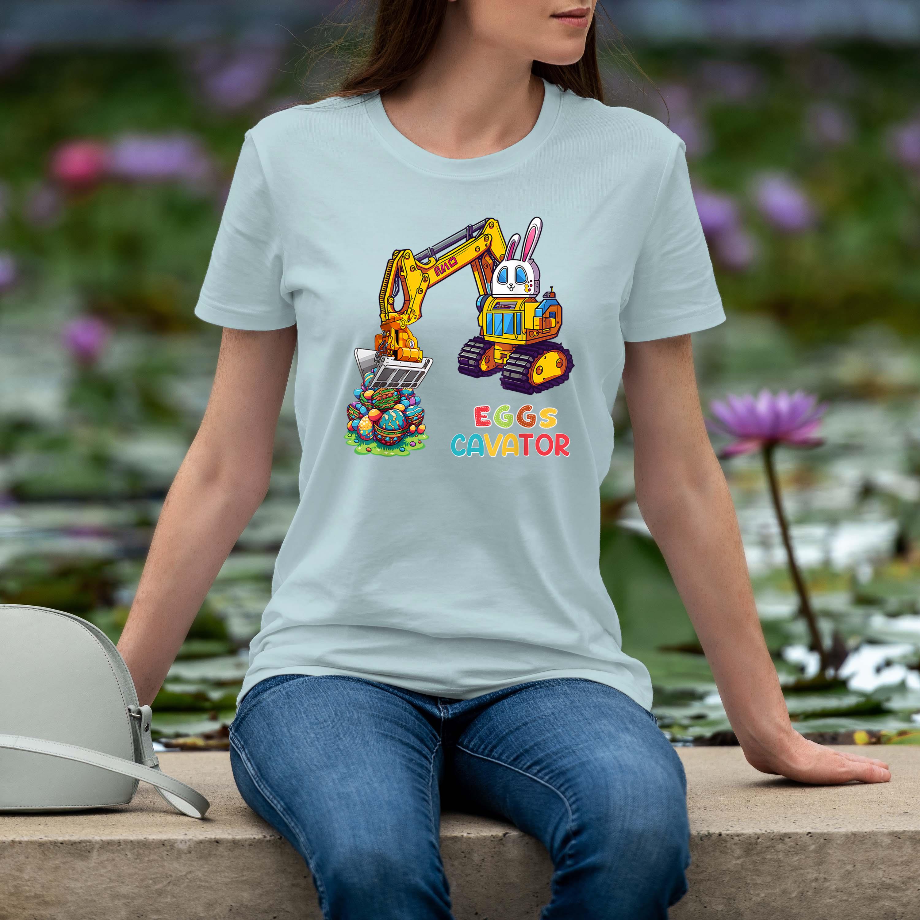 Bunny Excavator Truck Easter Egg Hunt Boys Easter Shirt 